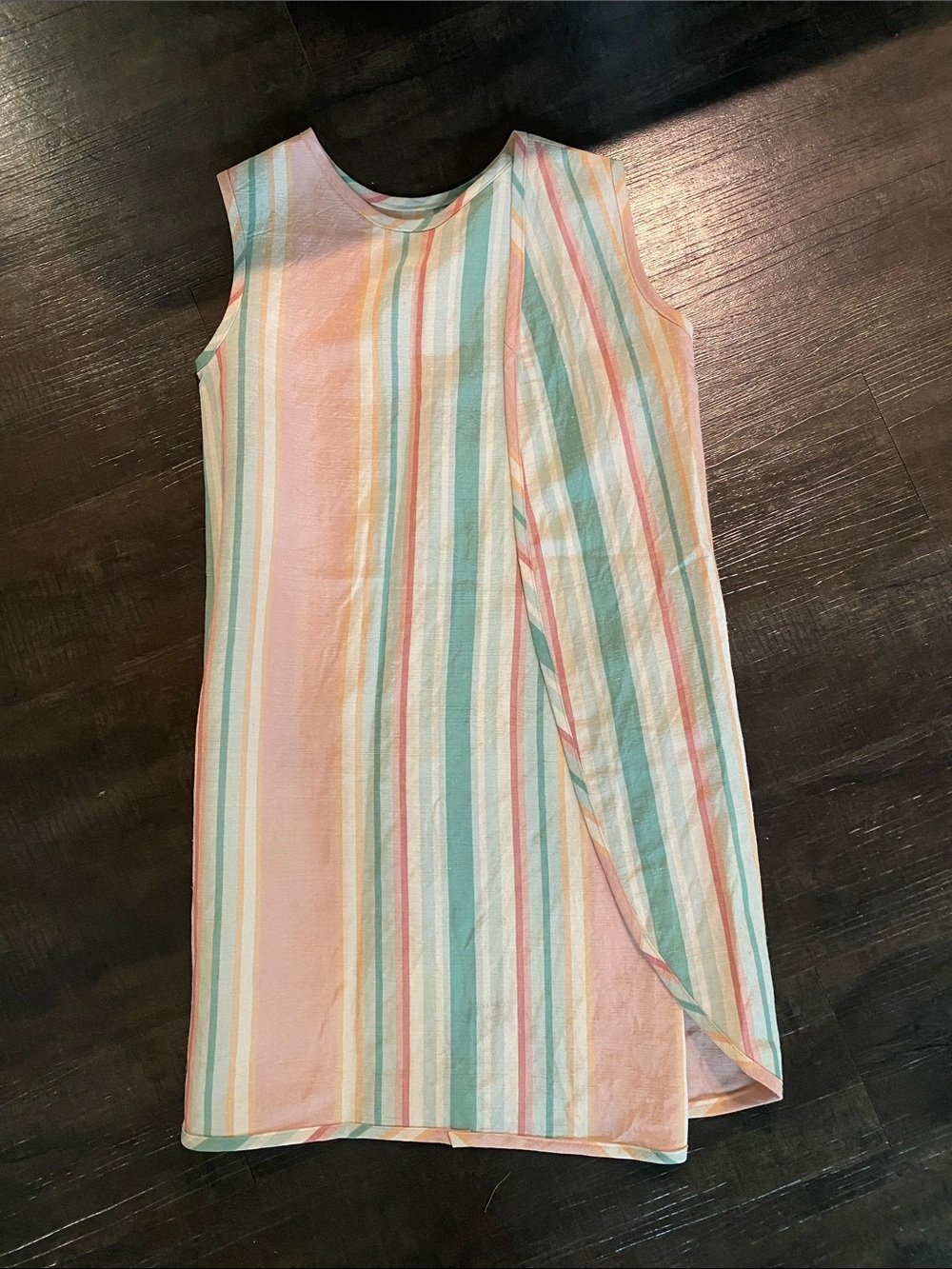 Handmade Pastel Striped Silk Dupioni 70s style Wrap Dress